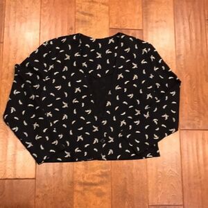 Black Feather & Spruce Twig Graphic Print Blazer size Large